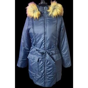 Bright Blue Modern Eternity Maternity Parka With Detachable Extension piece NWOT